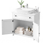 1-Drawer 2-Door Bathroom Vanity Bathroom Cabinet Washbasin Not Included 23.62*11.81*23.62in White - Image 4