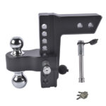 Fits 2.5" Receiver Aluminum Trailer Hitch Adjustable 8" Drop/Rise 2" & 2-5/16" Balls 18500LBS w/2 Locks - Image 2