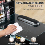 Black relief particle board tempered glass 141*50*112cm three doors and two drawers fanless nail table - Image 14