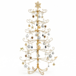 6ft Gold Iron Christmas Tree with Snowflake Top, PVC Everyday Decor Tree (No Accessories Included)