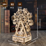 3D Wooden Puzzles Music Box Ferris Wheel DIY Crafts Handmade Model Kits for Women Birthday Gifts - Image 4