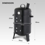 43 x 52 x 85 cm — Black Cylindrical Smoker with Chimney — Powder-Coated Iron - Image 2