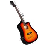 Sunset color 41-inch Dreadnought barrel-shaped cutaway acoustic guitar with pick, strings, capo, gig bag, tuner, wrench tool, and shoulder strap - Image 12