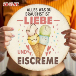 CIFbuy 1pc 8x8 Inch Round French Aluminum Sign, Vintage Love And Ice Cream Decorative Plaque, Dessert House Wall Art For Kitchen Cafe R TikTok, TikTok, Self-pickup Logiopics - Image 2