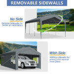 12x20 ft Carport Car Port Canopy Grey - Image 16