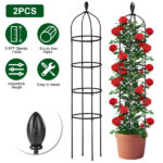 2 Packs Garden Obelisk Trellis 5.9FT Plants Tower for Climbing Plants Flower Vegetable Vine Support Rustproof Garden Plant Trellis Black(No shipments on weekends) - Image 3
