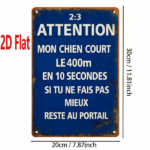 CIFbuy 1pc Funny French Dog Metal Sign, Beware My" Dog Can Run 400 Meters In 10 Seconds Otherwise Stay At The Door, At The Door, 2D Flat Unframed Dec Beware My DoikTok, Beware My DoikTok, t Self-pickup Logiopics - Image 2