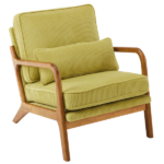 Low Arm Accent Chair - Olive Green Corduroy Upholstered Indoor Lounge Chair, Compact Single Seater with Sturdy Frame (330LBS Weight Capacity)