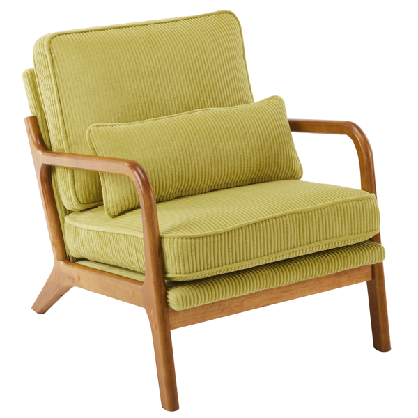 Low Arm Accent Chair - Olive Green Corduroy Upholstered Indoor Lounge Chair, Compact Single Seater with Sturdy Frame (330LBS Weight Capacity)