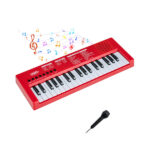 Red 37 Keys Kids Electronic Keyboard with Microphone, 8 Tones & 8 Rhythms Piano Toy for Ages 3+ - Image 11