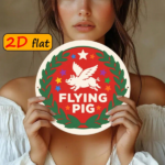 CIFbuy Flying Pig Round Aluminum Sign 7.87x7.87in, "" Sign 7.87x7.87in, Colorful Stars & Green Leaf Wreath Outdoor Plaque TikTok, TikTok, temu emu Self-pickup Logiaqics - Image 7