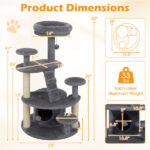 40" Multi-Level Cat Tree for Munchkin & Old Cats - Stable Wide Base, Soft Padded Perch + Large Condo (Gray) - Image 5