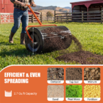 27"×16" Lawn Fertilizer Spreader with Diamond Mesh Clump-Free Garden Compost Spreader - Orange - Image 8