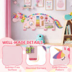 11-in-1 Dinosaur Activity Wall Busy Board Panels-- Wooden Sensory Toy-Pink - Image 5