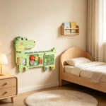 Green Dinosaur Wall-Mounted Sensory Toys – Montessori MDF Sensory Wall 87x52x5.5cm - Image 6