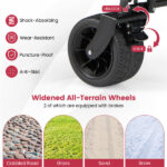 Foldable Utility Wagon,Adjustable Handle Outdoor Wagon, Puncture-Proof Wheels with Brakes, Removable Bag & Side Pockets-Red - Image 6