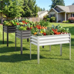 44" Elevated Raised Garden Bed with Drainage Holes, 32" Ergonomic Height Metal Planter - Gray - Image 9