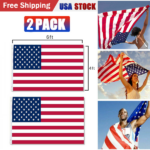 2pcs 4X6FT 120*180cm American Flag USA Flag Printed Nylon Flag National Flag w/Brass Grommets Courtyard Decoration Festival Decoration Flag(US Logistics only For USPS.TK/TMEU only For self-pickup) - Image 4