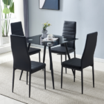 4pcs Elegant Assembled Stripping Texture High Backrest Dining Chairs Black Replace encoding 13028198-18410366 - Image 126