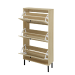 Rattan 3 Door Shoe Rack, Freestanding Modern Shoe Storage Cabinet, for Entryway - Image 5