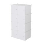 8 Cube Organizer Stackable Plastic Cube Storage Shelves Design Multifunctional Modular Closet Cabinet with Hanging Rod White - Image 9