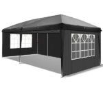 10'x20' Instant Pop Up Canopy Tent Black, 6 Panels 2 Doors 4 Mesh Windows, 28/22mm Powder Coated Steel Frame, 10x20mm Crossbar, 210D Oxford Folding Outdoor Tent with Carry Bag No Sandbags - Image 19
