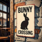 CIFbuy Vintage | 2D Flat Bunny Crossing Metal Sign 8x12Inch(20x30cm), Rustic Iron Art Silhouette Wall Decor, Waterproof Ru TikTok, TikTok, u Self-pickup Logiopics - Image 5