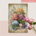 CIFbuy Vintage Metal Iron Sign Vibrant Hydrangea Bouquet With Golden Accents, Rustic Farmhouse Wall Decor, Romantic Floral Home Art TikTok, TikTok, t Self-pickup Logiopics - Image 3