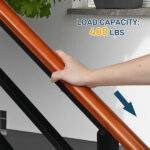 Replace 80617397 Handrails for Outdoor Steps, Wrought Iron Solid Wood Hand Railing for Concrete Steps, Porch Steps, Wooden Steps, Fits 1 to 3 Steps - Image 5