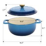 Cast iron 6QT cooking pot - Gradient blue - Includes two silicone gloves - Enamel pot - Image 12