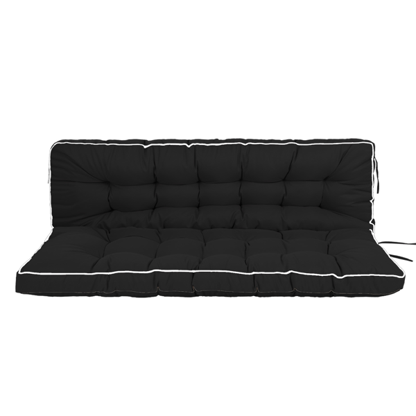 Outdoor Swing Cushions 55 Inch, Waterproof 4" Thick Porch Swing Cushion Replacement with Backrest and Ties, Comfortable 2-3 Seat Pation Swing Pad for Backyard, Garden, Lawn, Outdoor Furniture black