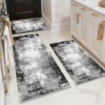 Three-piece kitchen rug set, non-slip and washable, abstract pattern kitchen hallway rug, soft and comfortable, suitable for sinks, floors, entrances, hallways and bathrooms. - Image 13