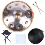 10 Notes Silver Solid Color Handpan Drum Steel Percussion Instrument - Image 3