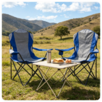 2 Pack Heavy Duty Folding Camping Chairs 330 LBS Capacity, 600D Oxford Padded Portable Outdoor Lawn Chairs with Cup Holder & Carry Bag - Navy - Image 8