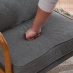 Same Code 33734058 Oak Armrest Oak Upholstered Single Lounge Chair Indoor Lounge Chair Dark Grey - Image 29