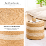 Handmade Woven Foot Stool Natural Water Hyacinth Ottoman for Home Decor & Seating White - Image 3