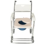 4 in 1 Multifunctional Aluminum Elder People Disabled People Pregnant Women Commode Chair Bath Chair White - Image 3