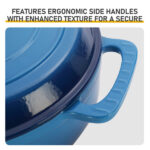 Cast iron 6QT cooking pot - Gradient blue - Includes two silicone gloves - Enamel pot - Image 5