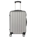 ABS Trolley Case 20in 24in 28in 3PCS Suitcase Set Striped Textured Suitcase Silver Gray - Image 7