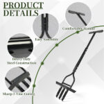 43in Lawn Aerator Garden Tool with Soil Core Tray, Manual Grass Plug Aerators & A Cleaning Tool, Coring Aeration Tools with 3 Tines for Gardening, Soil Compaction, Lawn Yard Care, Black - Image 8