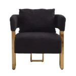 TS Modern decorative chair, living room side chair with gold metal legs, no wheels, suitable for dressing area, reception room, office,Teddy fleece upholstered metal foot sofa 2PCS Black - Image 4