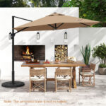 9x8.2FT Cantilever Patio Umbrella, Double-Tier Vented Offset Umbrella for Garden Pool-Brown - Image 8