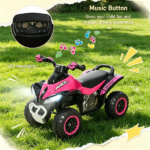 Pink Non-Electric Toddler Ride-On Push Car: Foot-to-Floor Sliding Ride Racer ATV Toy with Music & Lights – for 1.5-3 Year Old Kids - Image 8