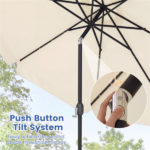 10 Ft Solar Powered Patio Umbrella with 24 LED Lights, Beige Outdoor Market Umbrella - Image 11