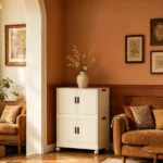 2 Tier Large Foldable Storage Cabinet with Wheels,Stackable Organizer Box for Kitchen Bathroom BedroomGarage drawer clear toiletry