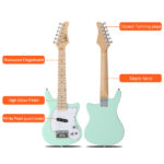 Do Not Sell on Amazon 30in Maple Fingerboard Mini Electric Guitar Kit with 5W Amplifier Bag String Shoulder Strap Plectrum Cord Wrench Tool Light Green - Image 2