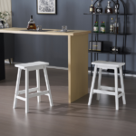 Same Code 38873429 2pcs Pine Wood Saddle Seat Bar Stool White - Image 19