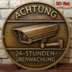 CIFbuy 1pc Vintage French Surveillance Sign 8x8 Inch Round Aluminum Metal Plaque, Retro Security Monitoring 2D Flat Wall Art Decor TikTok, TikTok, Self-pickup Logiopics - Image 2