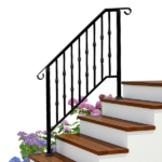 [Same Code 16547875 16547875]Matte Black Outdoor 3 Level Iron Handrail - Image 5