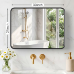 Anti-Fog Bathroom Wall Mirror – 24" x 30" Shatterproof Mirror with Rectangular Metal Frame, Black (Shipment from Walmart) - Image 5